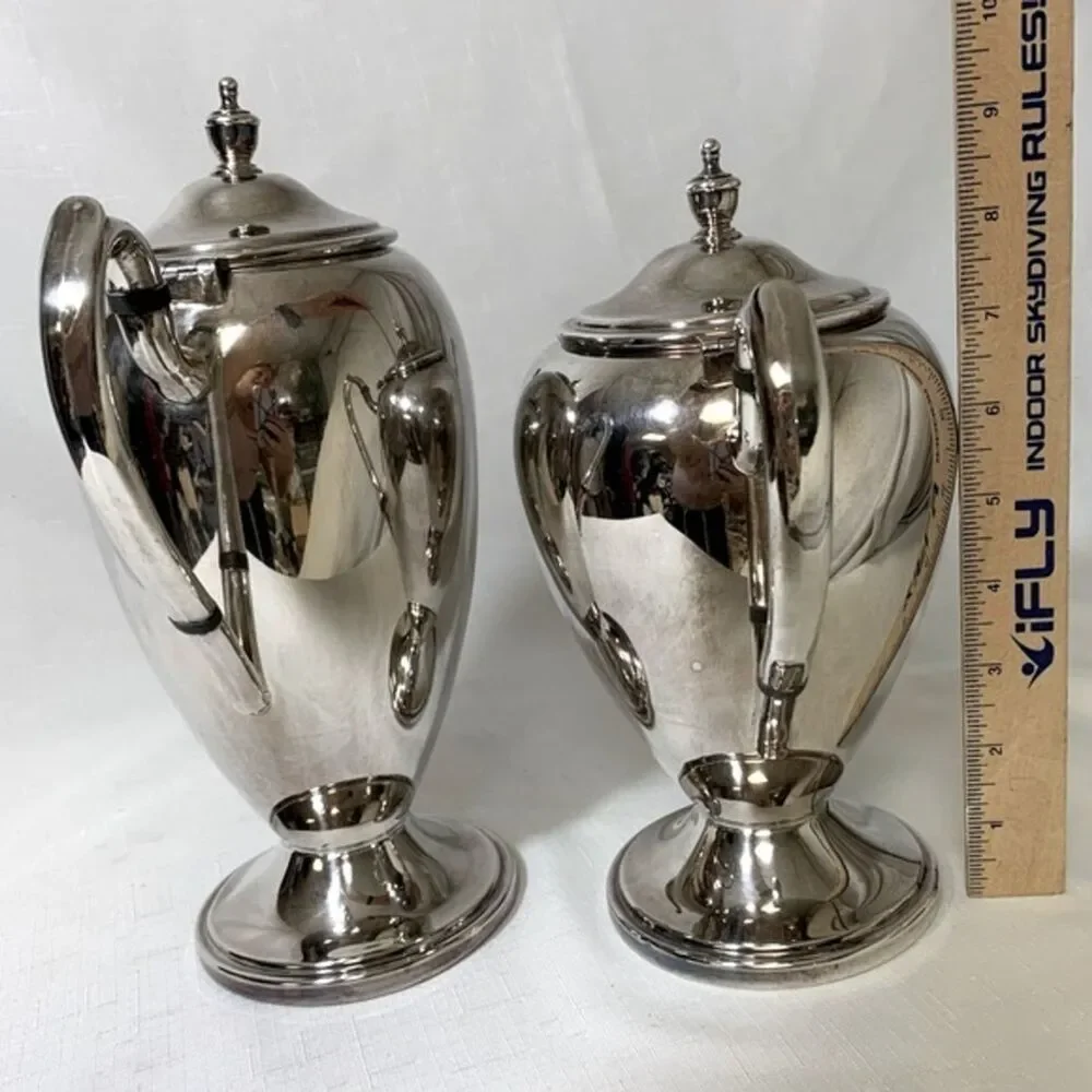 VINTAGE New York Academy Silver Coffee Tea Carafe Set Serving 50s MidCentury Mod